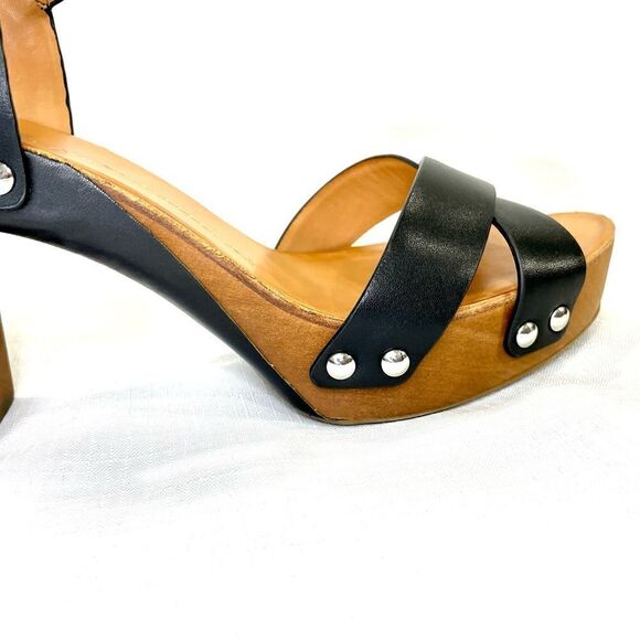 Antonio Melani Leather Block Heeled Platform Sandals Size 9 Catalyni - Picture 6 of 13